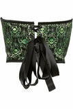 Daisy Corsets Lavish Green & Black Skull Satin Open Cup Waist Cincher - Daisy Corsets