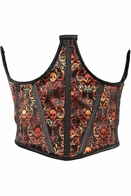 Daisy Corsets Lavish Orange & Black Skull Satin Open Cup Waist Cincher - Daisy Corsets