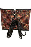 Lavish Orange & Black Skull Satin Open Cup Waist Cincher - Daisy Corsets