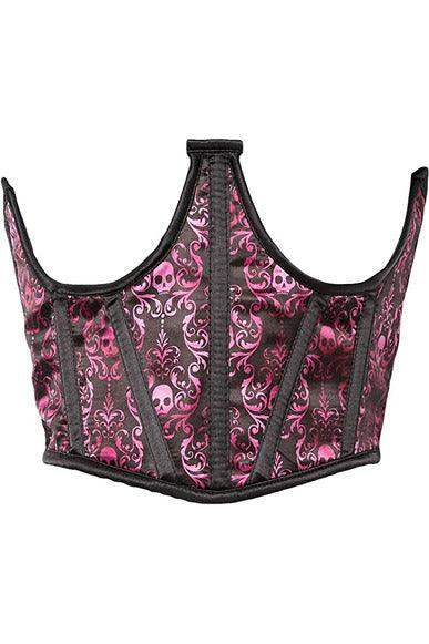 Lavish Purple & Black Skull Satin Open Cup Waist Cincher - Daisy Corsets - Flyclothing LLC