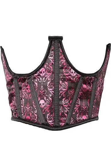 Lavish Purple & Black Skull Satin Open Cup Waist Cincher - Daisy Corsets