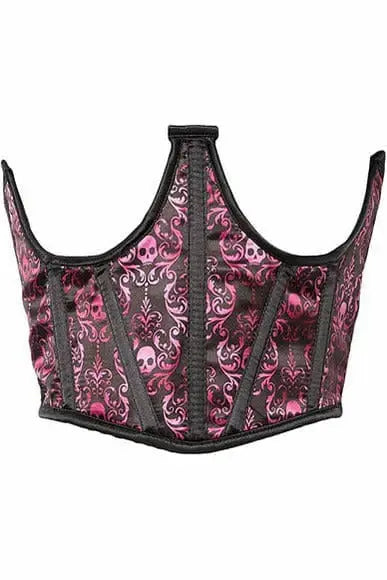 Daisy Corsets Lavish Purple & Black Skull Satin Open Cup Waist Cincher - Daisy Corsets - Flyclothing LLC