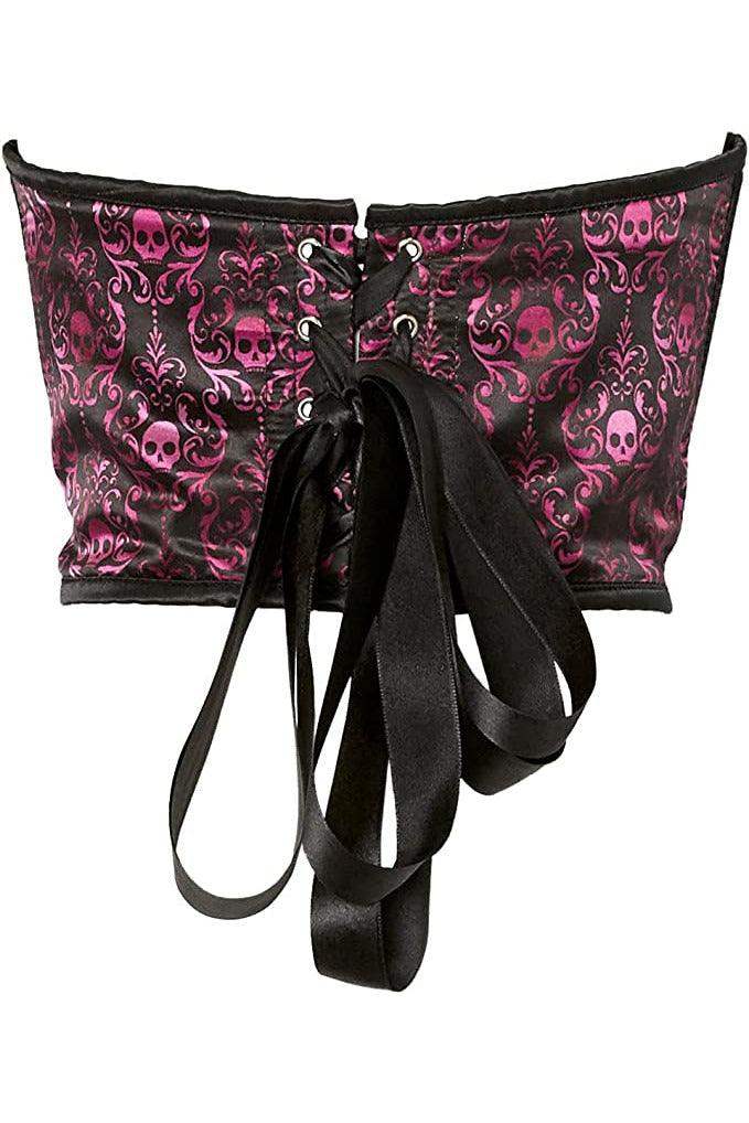 Lavish Purple & Black Skull Satin Open Cup Waist Cincher - Daisy Corsets - Flyclothing LLC