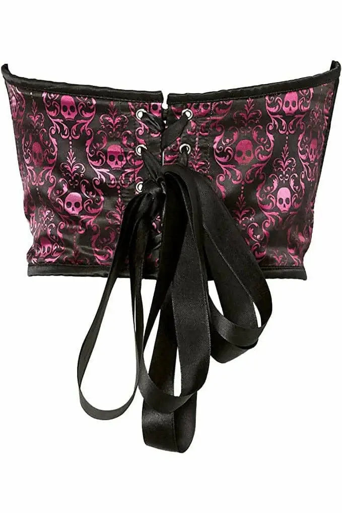 Daisy Corsets Lavish Purple & Black Skull Satin Open Cup Waist Cincher - Daisy Corsets - Flyclothing LLC