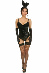 Lavish 4 PC Black Vinyl Bunny Corset Costume - Daisy Corsets - Flyclothing LLC