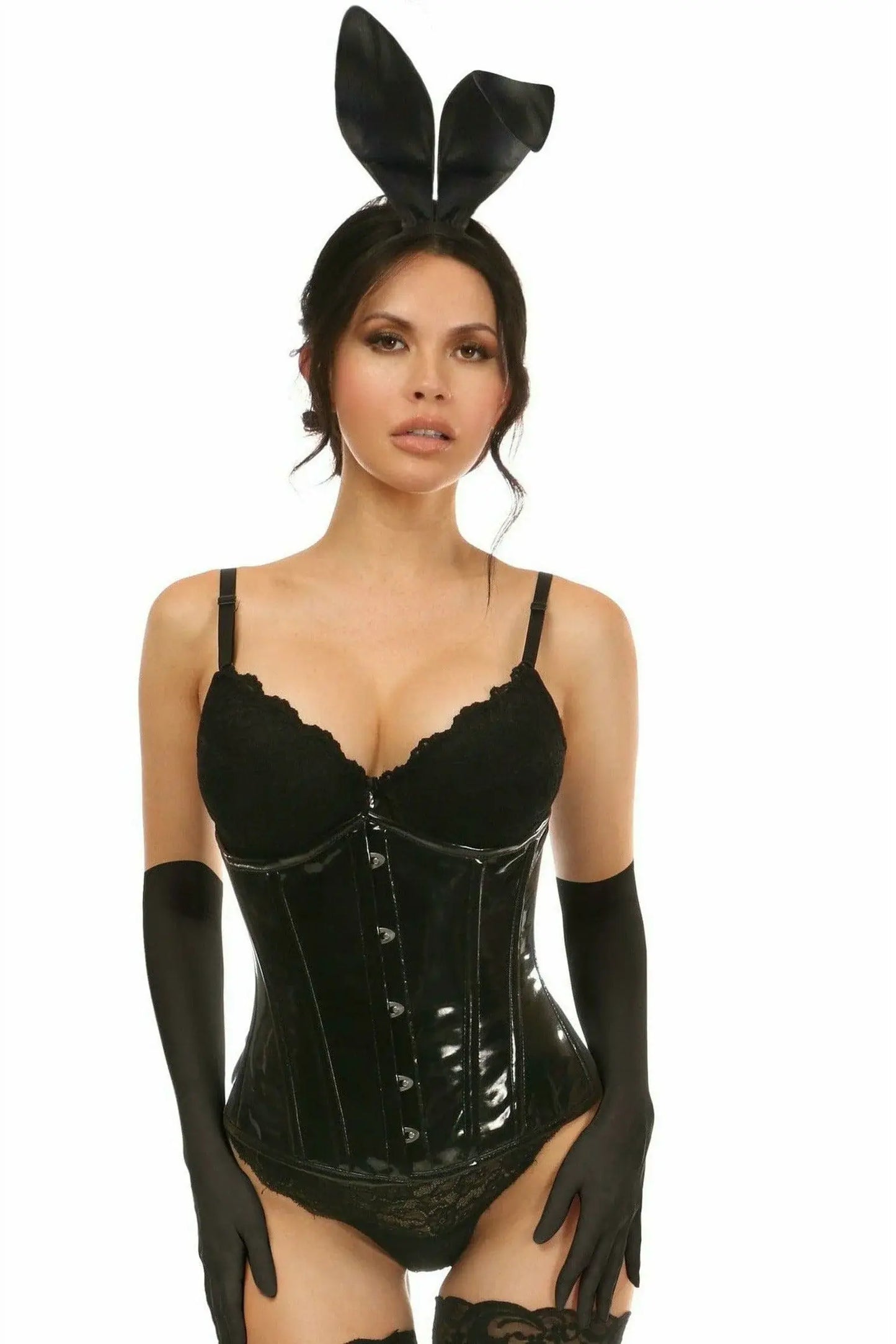 Daisy Corsets Lavish 4 PC Black Vinyl Bunny Corset Costume - Daisy Corsets - Flyclothing LLC