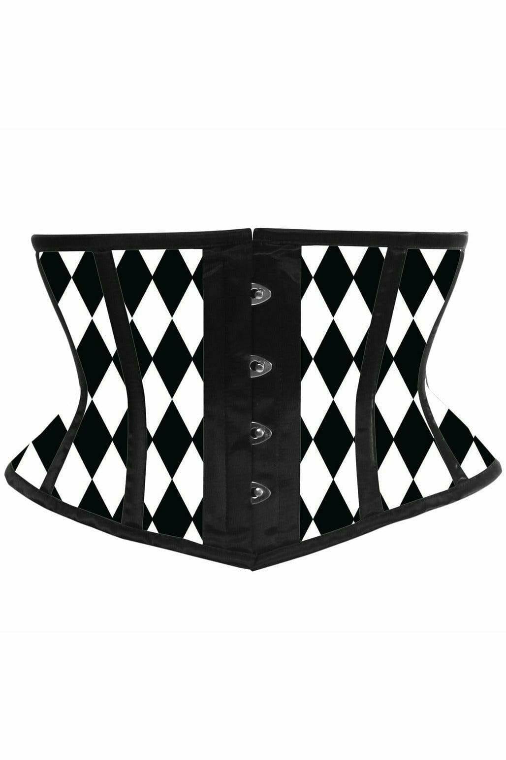 Daisy Corsets Lavish Black & White Diamond Waist Cincher Corset - Daisy Corsets