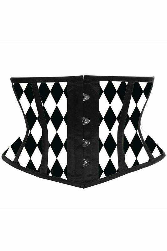 Daisy Corsets Lavish Black & White Diamond Waist Cincher Corset - Daisy Corsets