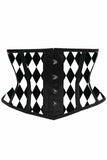 Daisy Corsets Lavish Black & White Diamond Waist Cincher Corset - Daisy Corsets