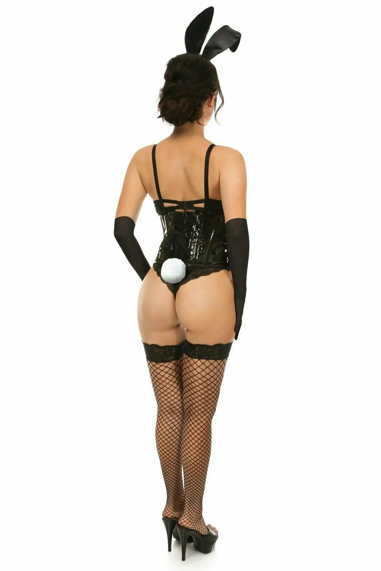 Daisy Corsets Lavish 4 PC Black PVC Bunny Corset Costume - Daisy Corsets - Flyclothing LLC