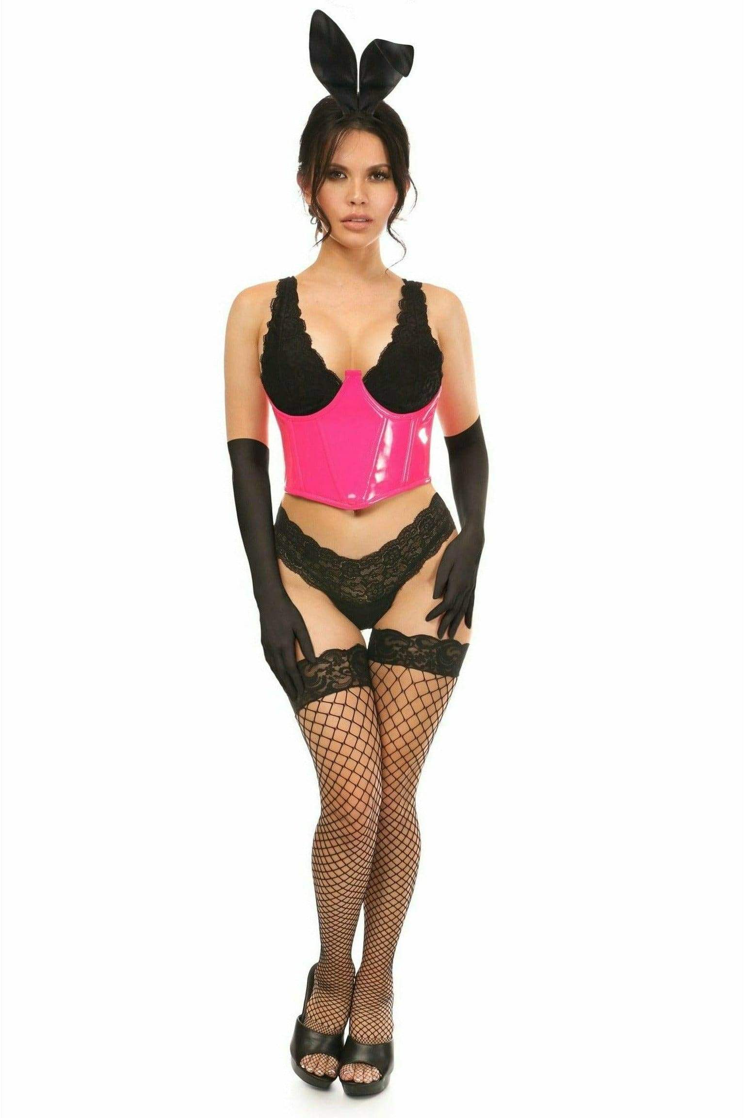 Daisy Corsets Lavish 4 PC Pink PVC Bunny Corset Costume - Daisy Corsets - Flyclothing LLC
