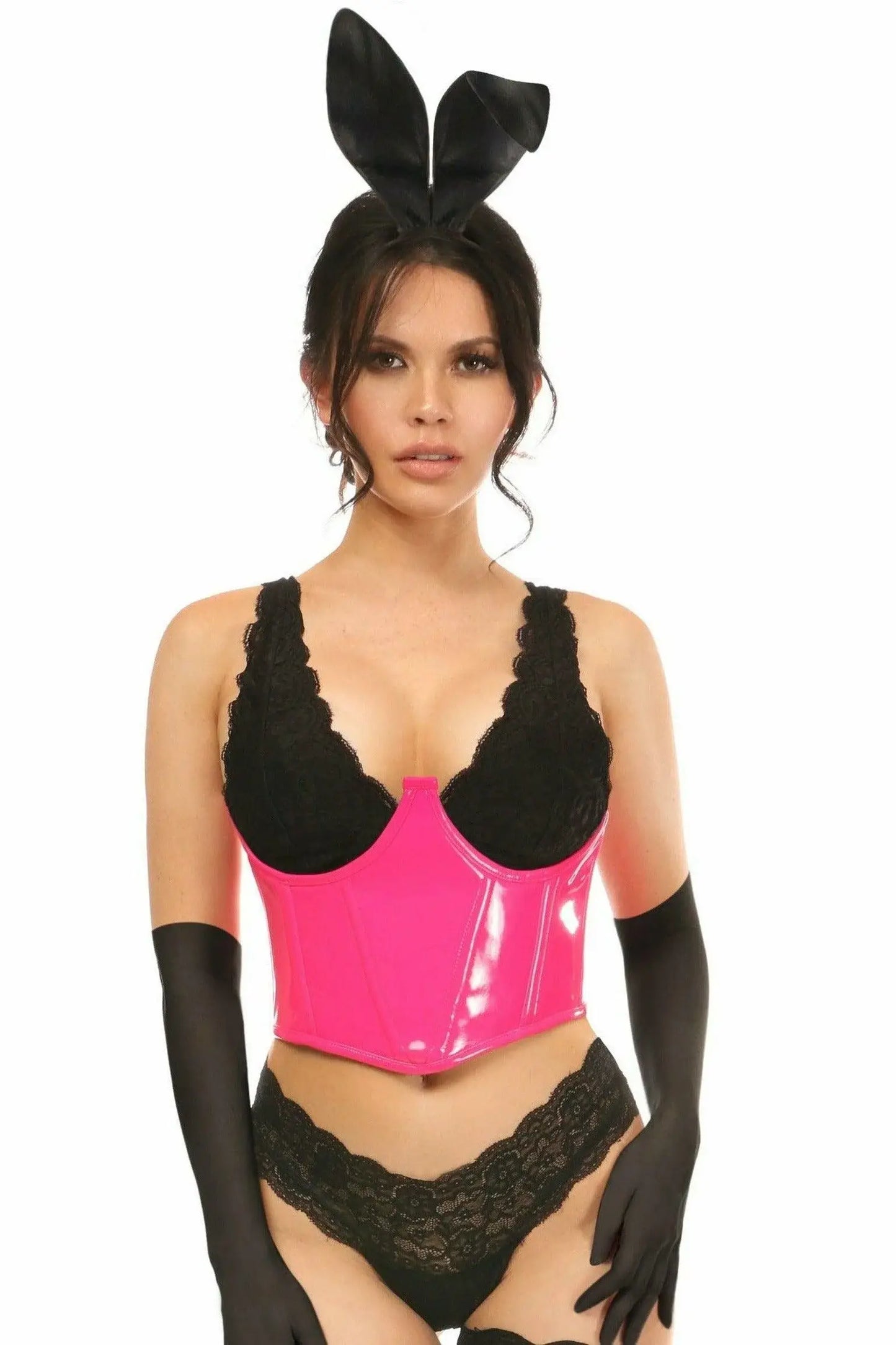 Lavish 4 PC Pink PVC Bunny Corset Costume - Daisy Corsets - Flyclothing LLC