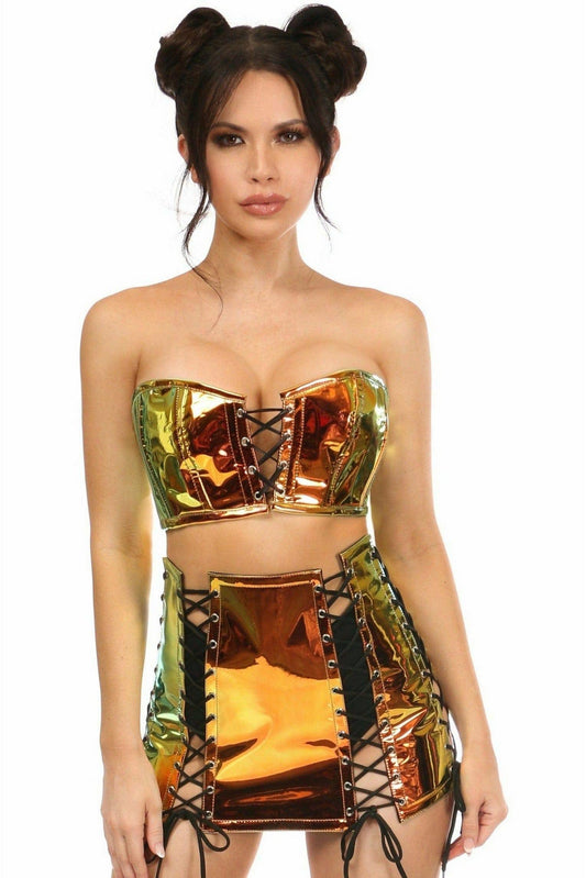 Daisy Corsets Lavish 2 PC Sunset Holo Bustier & Skirt Set - Daisy Corsets