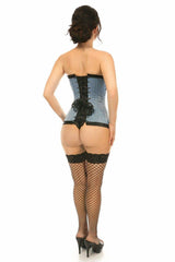 Lavish Lt Blue Burlesque Overbust Corset - Daisy Corsets - Flyclothing LLC