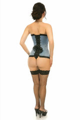 Daisy Corsets Lavish Lt Blue Burlesque Overbust Corset - Daisy Corsets - Flyclothing LLC