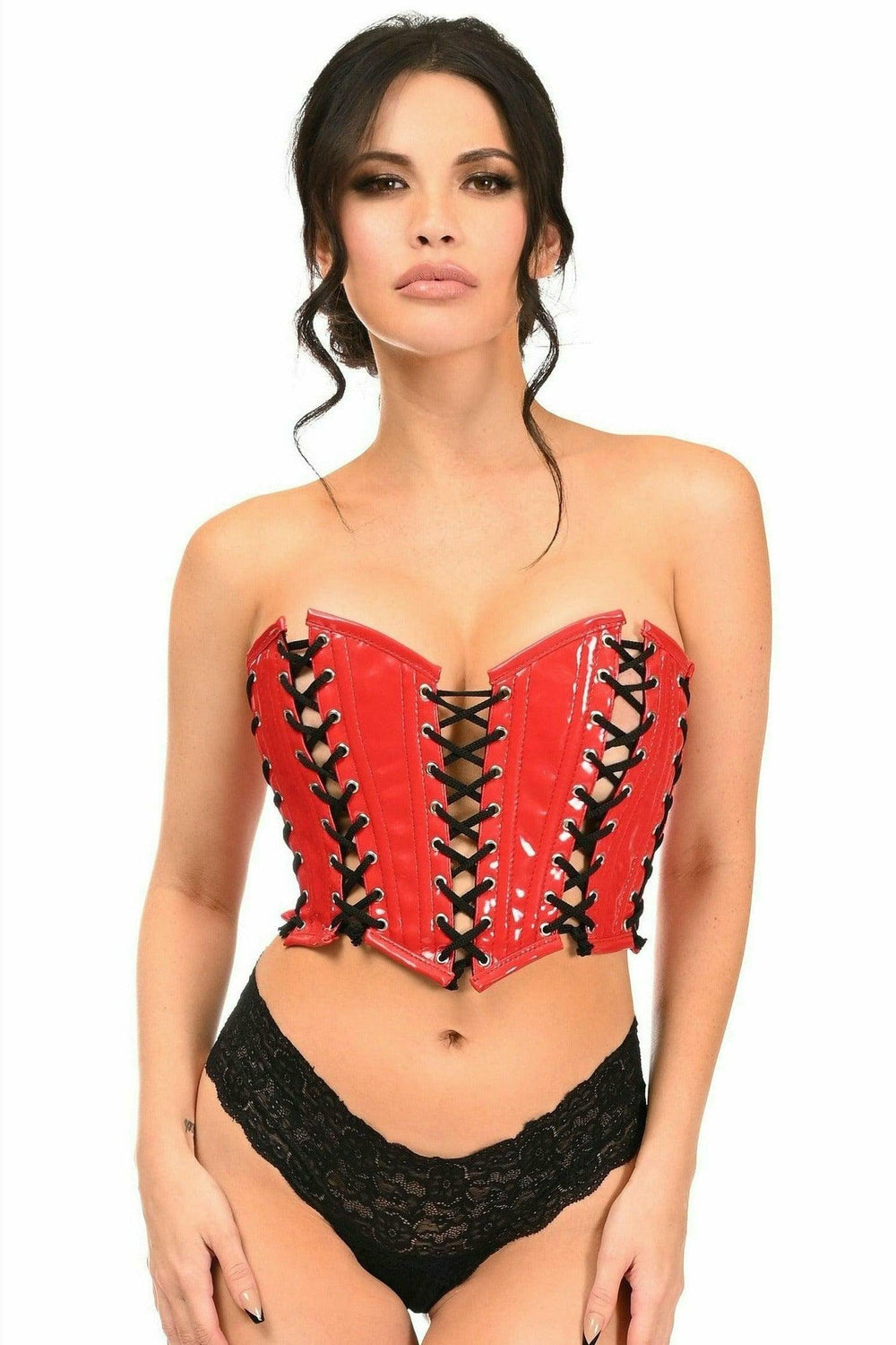 Daisy Corsets Lavish Red Patent w/Black Lacing Lace-Up Bustier - Daisy Corsets