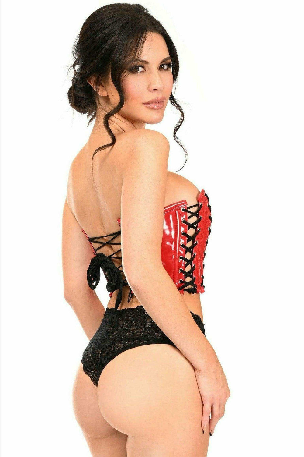 Daisy Corsets Lavish Red Patent w/Black Lacing Lace-Up Bustier - Daisy Corsets - Flyclothing LLC