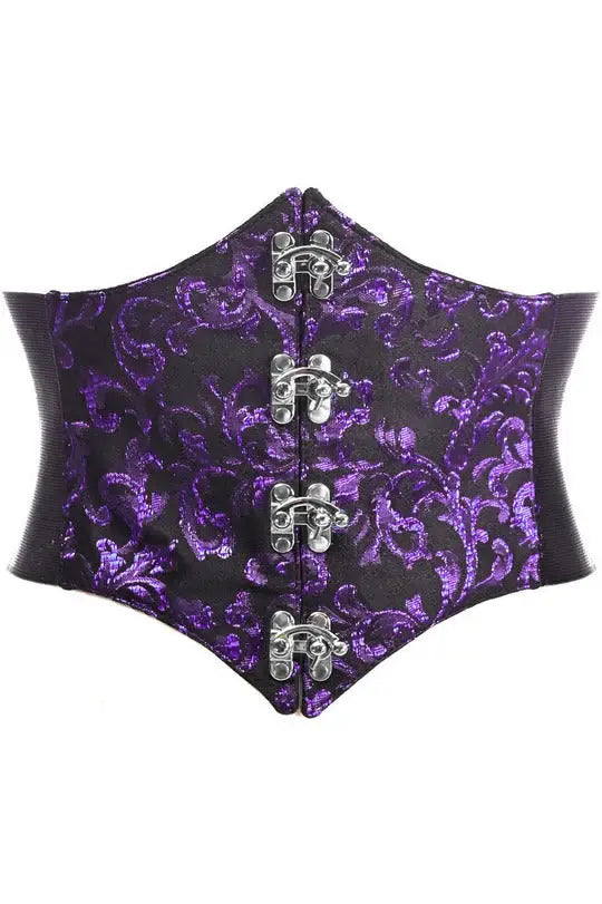 Daisy Corsets Lavish Black/Purple Swirl Brocade Corset Belt Cincher w/Clasps - Daisy Corsets - Flyclothing LLC