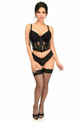 Daisy Corsets Lavish Black Sheer Lace Underwire Waist Cincher Corset - Daisy Corsets