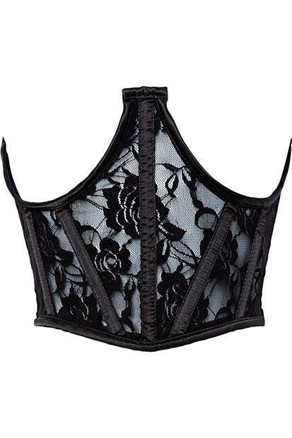 Lavish Black Sheer Lace Underwire Waist Cincher Corset - Daisy Corsets