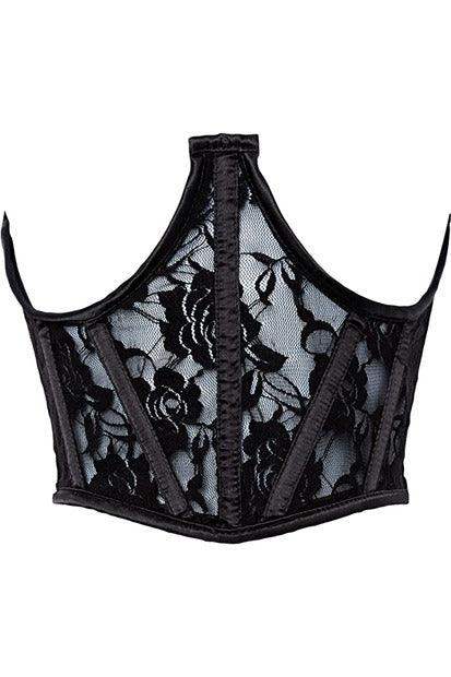 Lavish Black Sheer Lace Underwire Waist Cincher Corset - Daisy Corsets - Flyclothing LLC