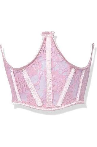 Lavish Lt Pink Sheer Lace Underwire Waist Cincher Corset - Daisy Corsets