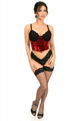 Daisy Corsets Lavish Red Velvet Underwire Waist Cincher Corset - Daisy Corsets - Flyclothing LLC