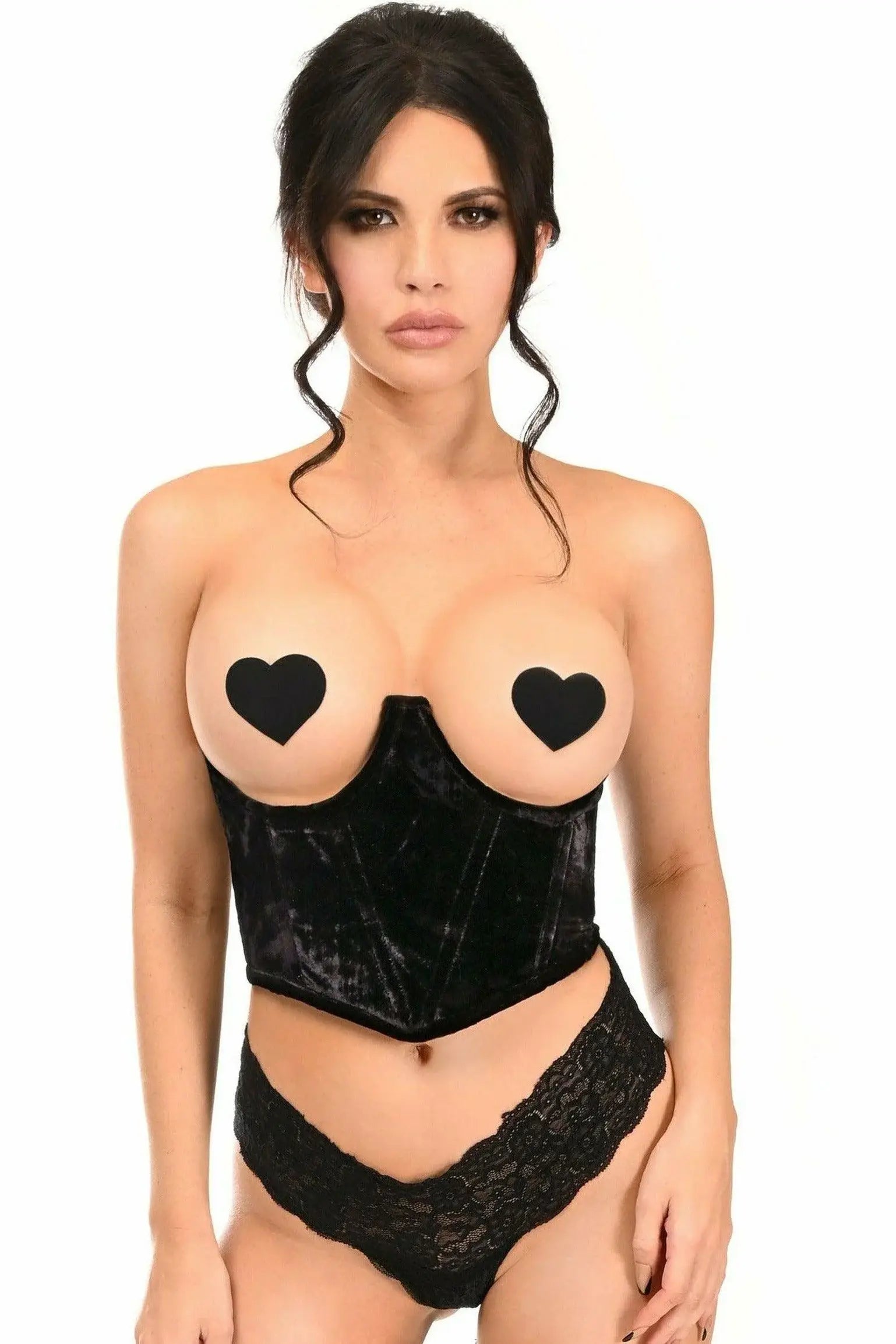 Lavish Black Velvet Underwire Waist Cincher Corset - Daisy Corsets - Flyclothing LLC
