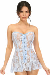 Lavish Lt Blue Sheer Lace Corset Dress - Daisy Corsets - Flyclothing LLC