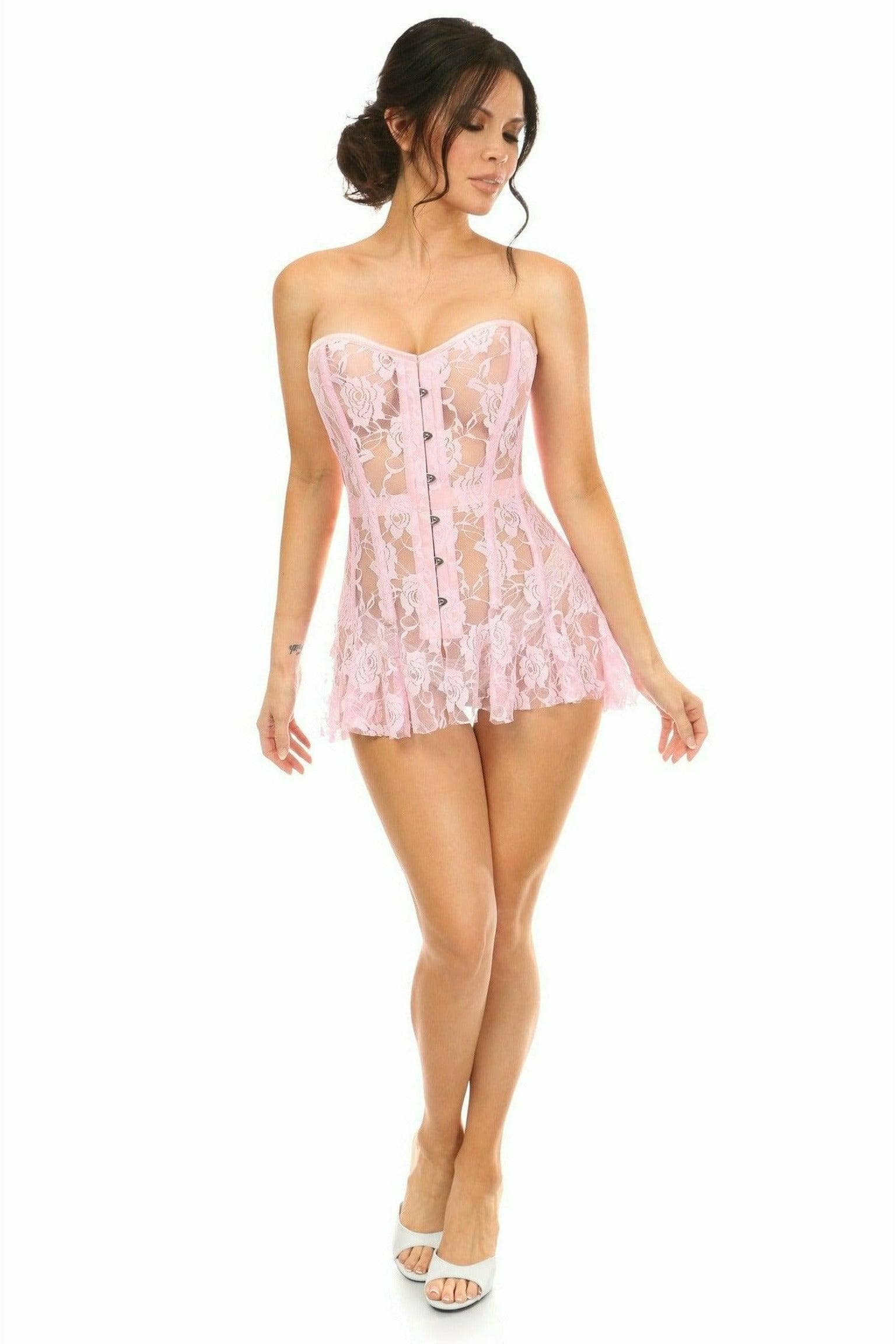 Daisy Corsets Lavish Lt Pink Sheer Lace Corset Dress