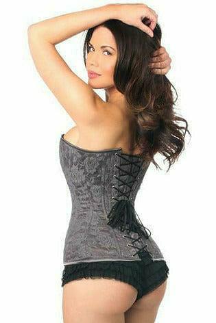 Daisy Corsets Lavish Dark Grey Lace Overbust Corset w/Zipper - Daisy Corsets