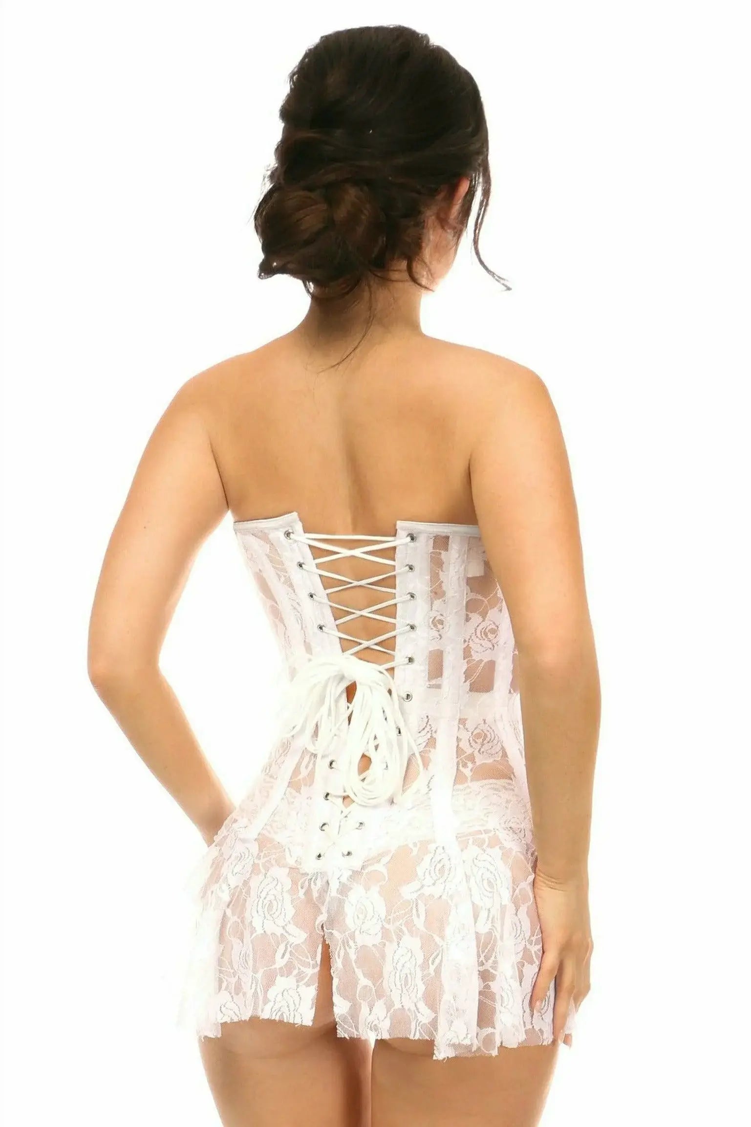 Daisy Corsets Lavish White Sheer Lace Corset Dress - Daisy Corsets - Flyclothing LLC