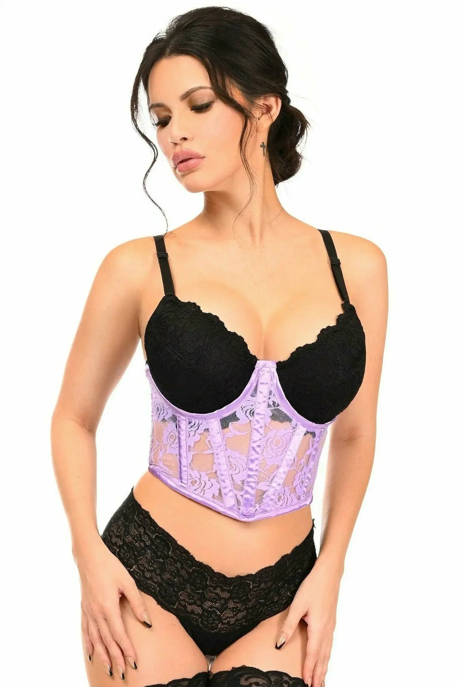 Daisy Corsets Lavish Lavender Sheer Lace Underwire Waist Cincher Corset - Daisy Corsets - Flyclothing LLC