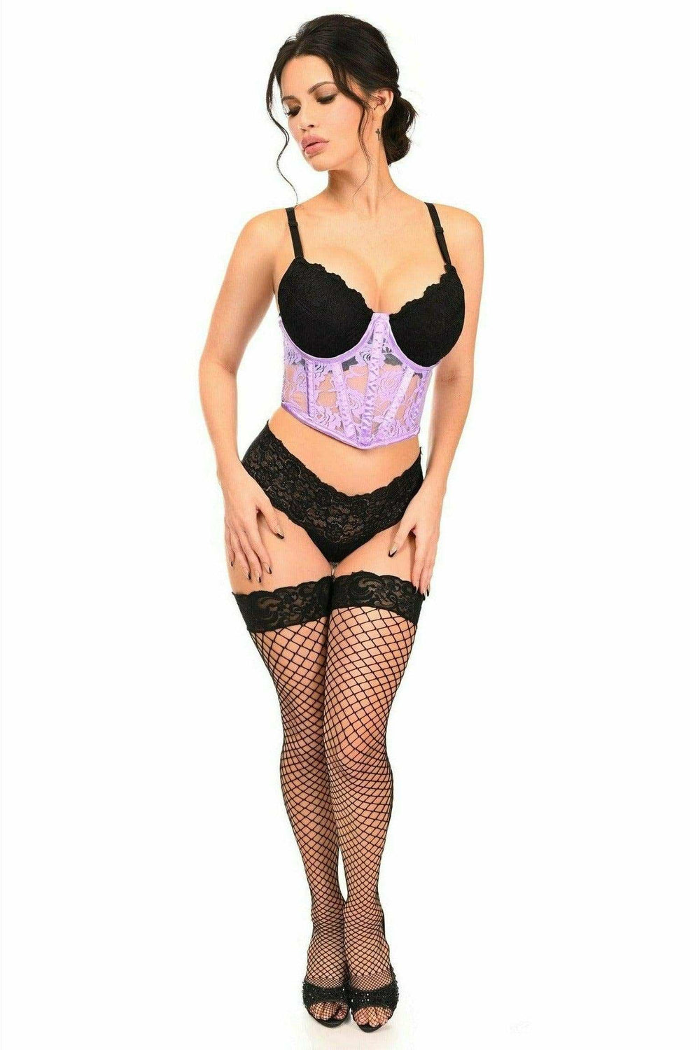Daisy Corsets Lavish Lavender Sheer Lace Underwire Waist Cincher Corset - Daisy Corsets - Flyclothing LLC
