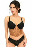 Lavish Caramel Sheer Lace Underwire Waist Cincher Corset - Daisy Corsets - Flyclothing LLC