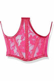 Lavish Fuchsia Sheer Lace Underwire Waist Cincher Corset - Daisy Corsets - Flyclothing LLC