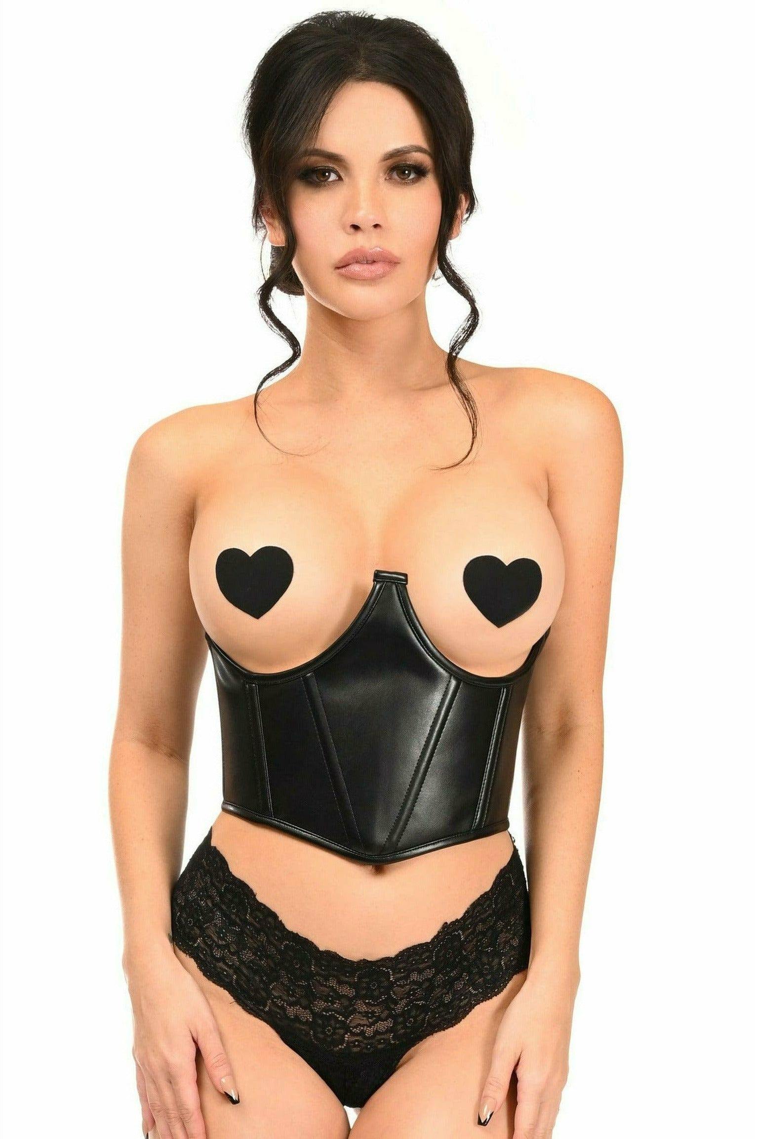 Daisy Corsets Lavish Black Faux Leather Underwire Cincher Corset - Daisy Corsets