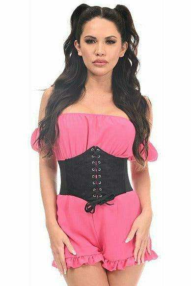Daisy Corsets Lavish Black w/Black Lace Overlay Corset Belt Cincher - Daisy Corsets - Flyclothing LLC