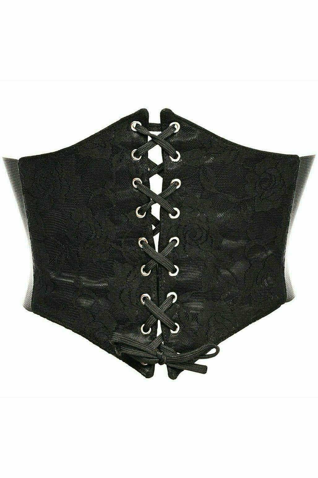 Daisy Corsets Lavish Black w/Black Lace Overlay Corset Belt Cincher - Daisy Corsets - Flyclothing LLC