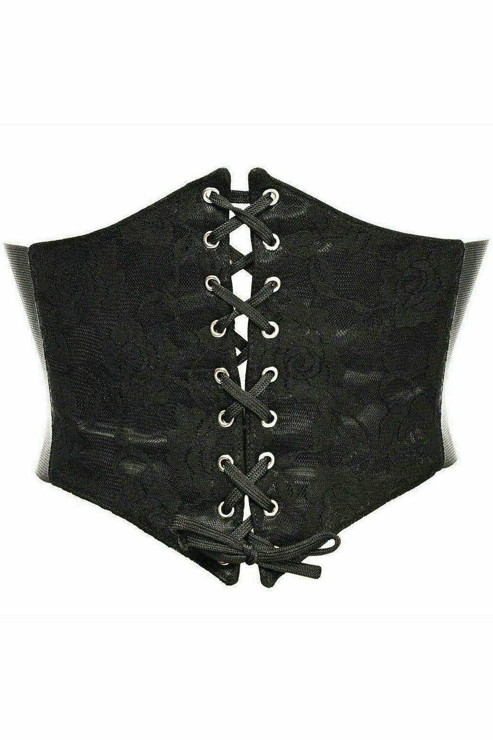Daisy Corsets Lavish Black w/Black Lace Overlay Corset Belt Cincher - Daisy Corsets - Flyclothing LLC