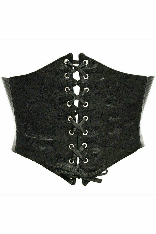 Daisy Corsets Lavish Black w/Black Lace Overlay Corset Belt Cincher - Daisy Corsets - Flyclothing LLC