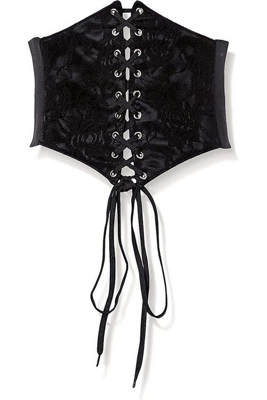 Daisy Corsets Lavish Black w/Black Lace Overlay Corset Belt Cincher - Daisy Corsets