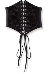 Daisy Corsets Lavish Black w/Black Lace Overlay Corset Belt Cincher