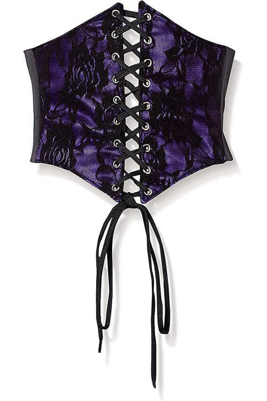 Daisy Corsets Lavish Purple w/Black Lace Overlay Corset Belt Cincher - Daisy Corsets
