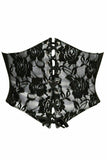 Daisy Corsets Lavish White w/Black Lace Overlay Corset Belt Cincher - Daisy Corsets - Flyclothing LLC
