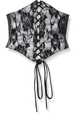 Daisy Corsets Lavish White w/Black Lace Overlay Corset Belt Cincher - Daisy Corsets