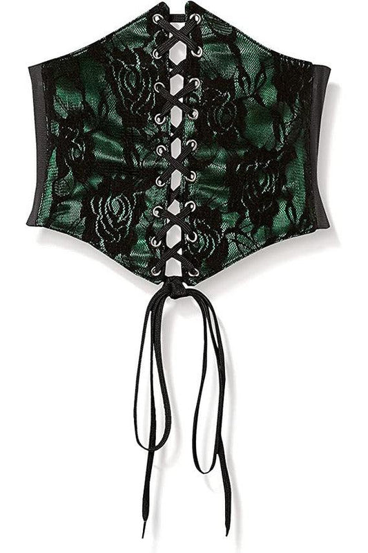 Daisy Corsets Lavish Green w/Black Lace Overlay Corset Belt Cincher - Daisy Corsets
