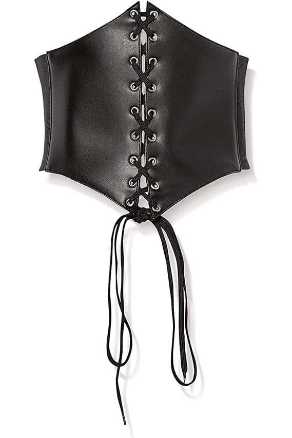 Daisy Corsets Lavish Black Faux Leather Corset Belt Cincher - Daisy Corsets