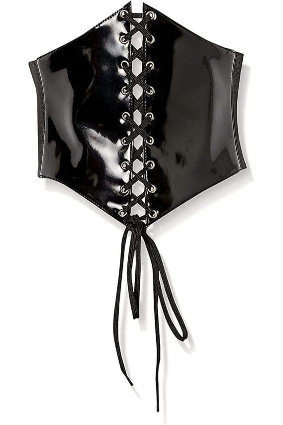 Daisy Corsets Lavish Black Patent PVC Corset Belt Cincher - Daisy Corsets