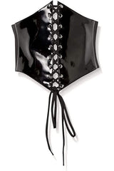 Daisy Corsets Lavish Black Patent PVC Corset Belt Cincher - Daisy Corsets - Flyclothing LLC
